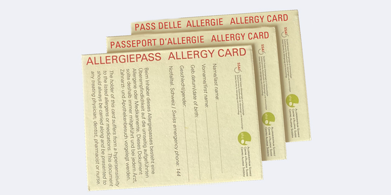 Passeport d'allergie sur papier en allemand