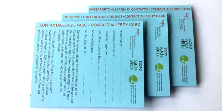 Contact allergy card