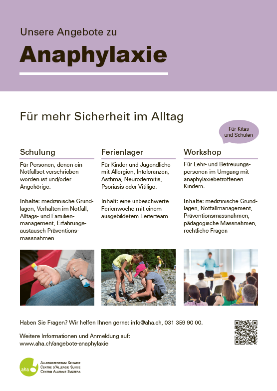 Poster A3 à afficher dans votre salle d'attente ou de traitement © by aha! Allergiezentrum Schweiz