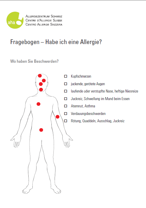 Fragebogen zur Broschüre «Allergien einfach erklärt»